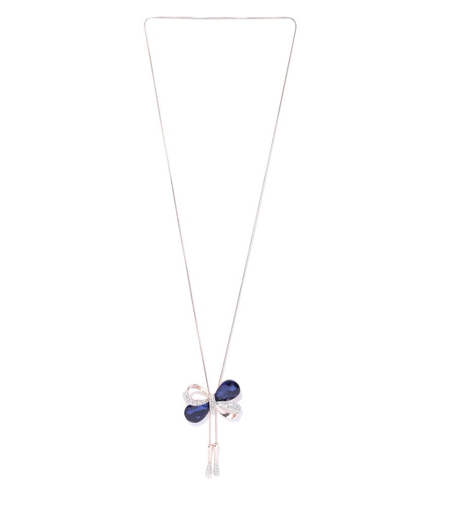 YouBella Navy Blue Silver-Plated Necklace